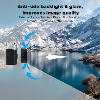 Haoge LH-X200B Square Metal Lens Hood with 49mm Adapter Ring for Fujifilm Fuji X100VI X100V X100F X100T X100S X100 X70 Fuji Photo Camera Accessories Black