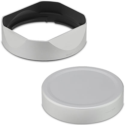 Haoge Silver Metal Square Lens Hood for Fujifilm XF33mm F1.4 R LM WR Lens, Fuji XF23mmF1.4 R LM WR,Fujinon XF 16-50mm F2.8-4.8 R LM WR lens, Bayonet  Hood Shade,With Metal Cap Kit,