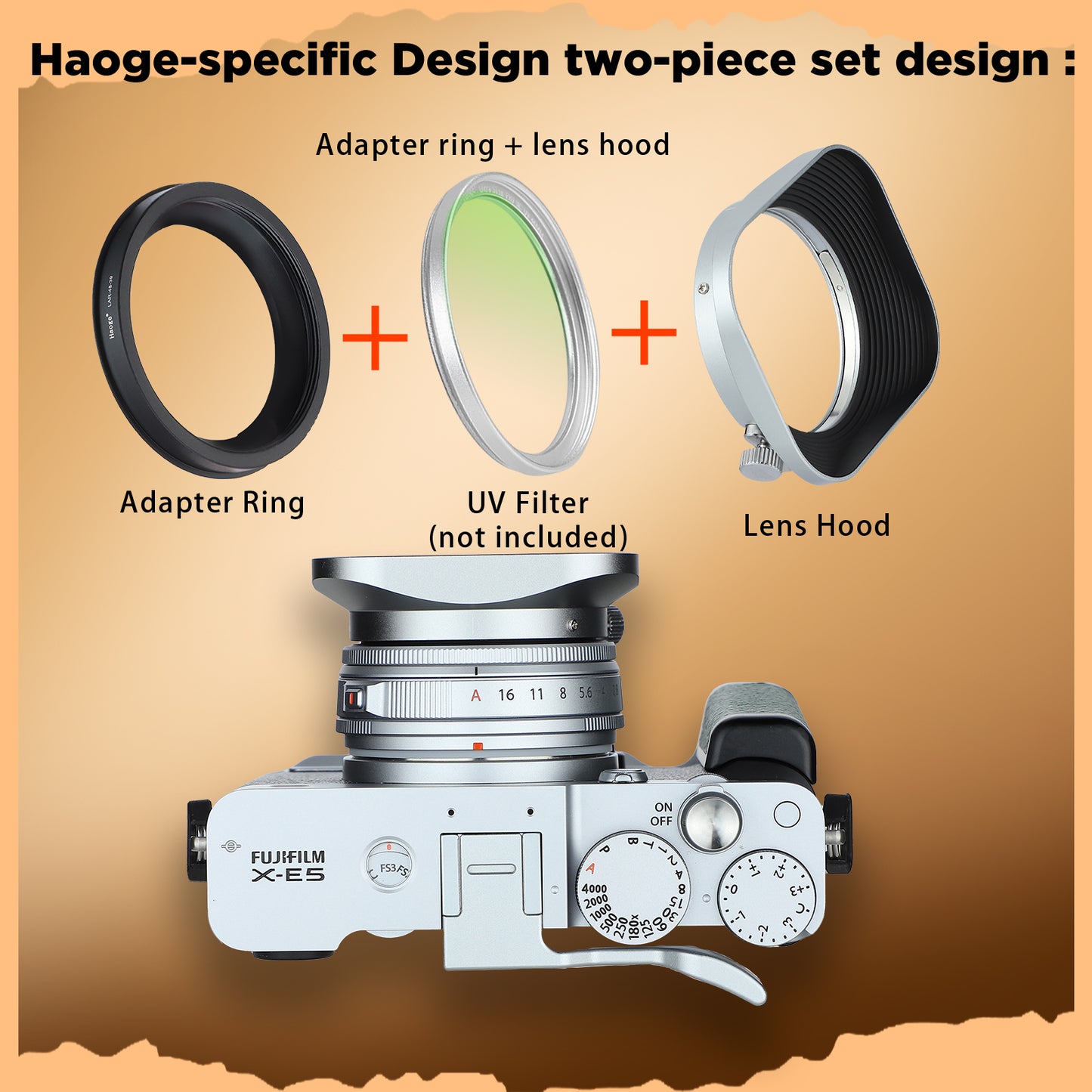 Haoge Silver 39/43/46/49/52mm Square Metal Screw-in Lens Hood for Fujifilm Canon Nikon Sony Leica Voigtlander Zeiss Nikkor Panasonic Pentax Contax Olympus Lens and Other Lens with Filter Thread