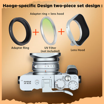 Haoge Silver 39/43/46/49/52mm Square Metal Screw-in Lens Hood for Fujifilm Canon Nikon Sony Leica Voigtlander Zeiss Nikkor Panasonic Pentax Contax Olympus Lens and Other Lens with Filter Thread