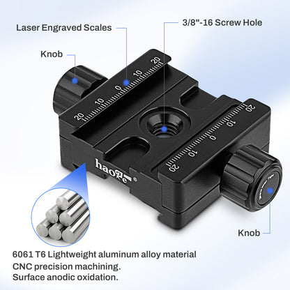 Haoge CP-50BII 50mm Subtend Double Dual Quick Release Clamp for Arca Swiss RRS Benro Rail Plate Nodal Slide