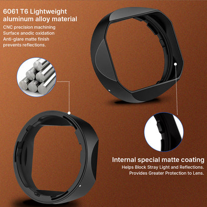 Haoge New Square Metal Lens Hood for Carl Zeiss Biogon T* 2/35 35mm f2 ZM, C Biogon T* 2.8/35 35mm f2.8 ZM, Planar T* 2/50 50mm f2 ZM Lens Black with Cap LH-ZVM02-NB+Cap-ZV02-NB