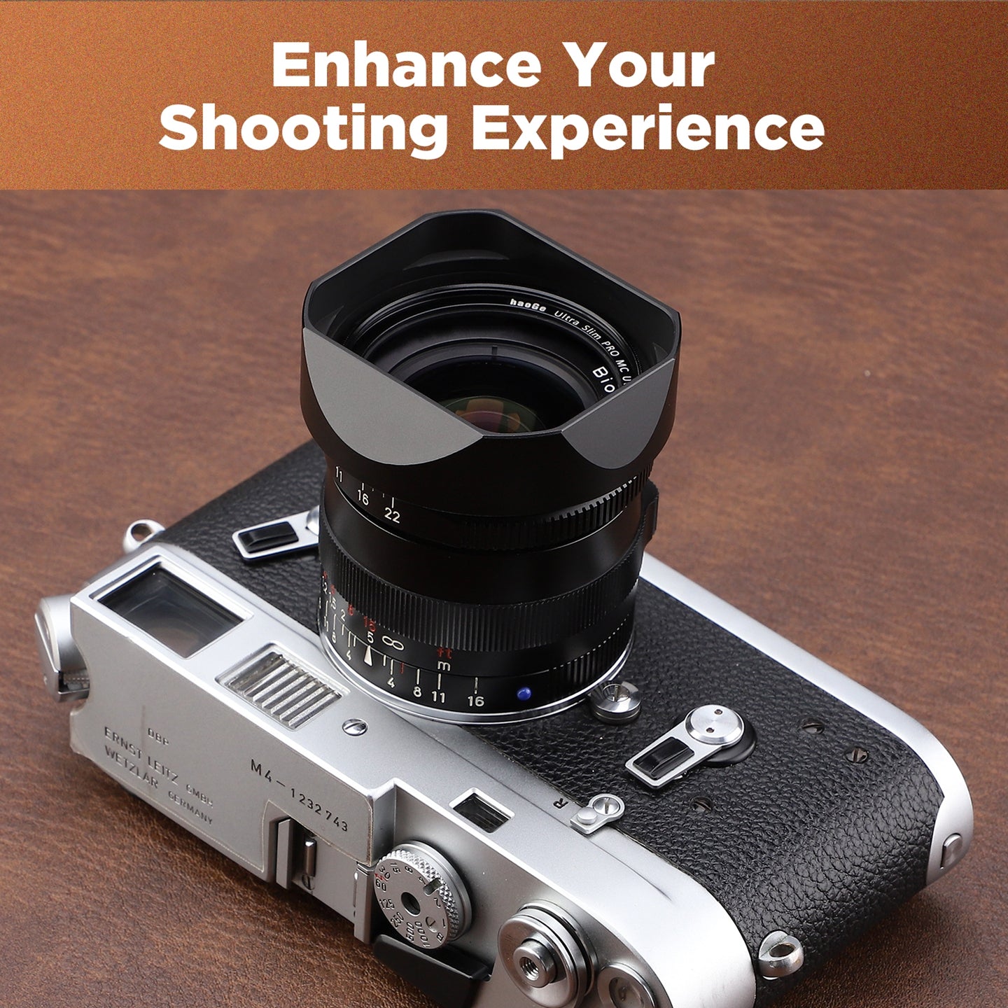 Haoge New Square Metal Lens Hood for Carl Zeiss C Sonnar T* 1.5/50 50mm f1.5 ZM, Biogon T* 2.8/25 25mm f2.8 ZM, 2.8/28 28mm f2.8 ZM Lens LH-ZV03-NB