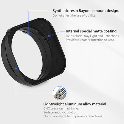 Haoge LH-RX1 Square Metal Bayonet Lens Hood Shade for Sony Cyber-shot DSC-RX1 / RX1R / RX1R II /DSC-RX1RM3/RX1R III/RX1R3 Camera