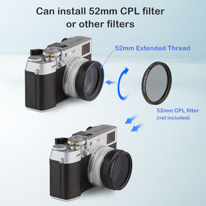 Haoge Metal Lens Hood with MC UV Protection Multicoated Ultraviolet Lens Filter for Fujifilm Fuji X100VI Camera Black LUV-X54B