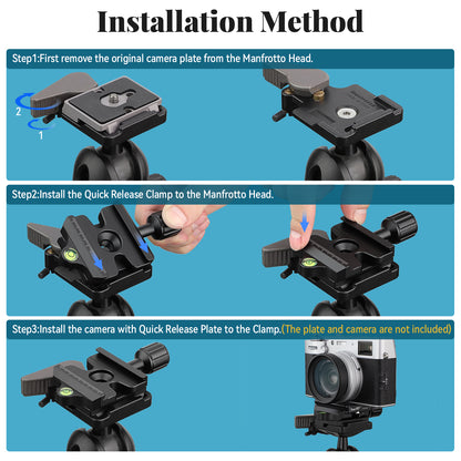 Haoge Quick Release QR Clamp Adapter Convertor for Manfrotto RC2 System to Arca-Swiss Compatible