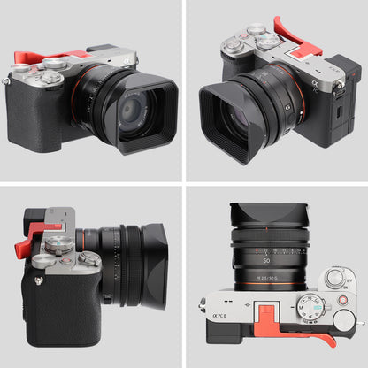 Haoge Metal Square Lens Hood for Sony RX1R3/RX1M2/RX1 FE 40mm F2.5 G FE 50mm F2.5 G FE24mm F2.8 G Lens Shade on A7CII A7CR A7R4 Camera Bayonet  Mount With Cap