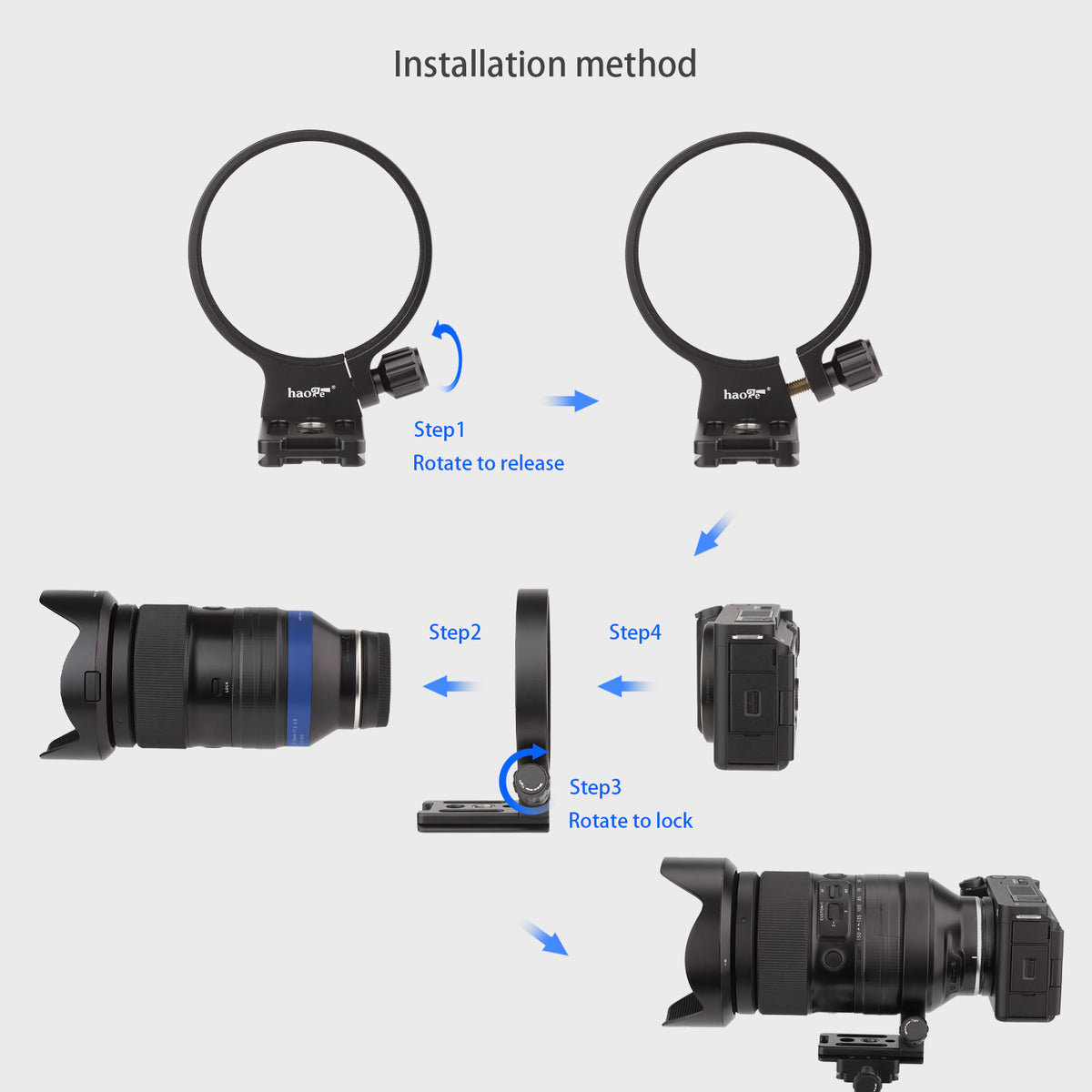 Haoge LMR-SM140-N Tripod Mount Ring for Tamron 35-150 mm F/2-2.8 Di III VXD A058 Lens for Sony E-Mount Sigma 100-400mm f/5-6.3 DG OS HSM Lens for Canon EF Mount and Nikon F Mount built-in Arca Type Quick Release Plate