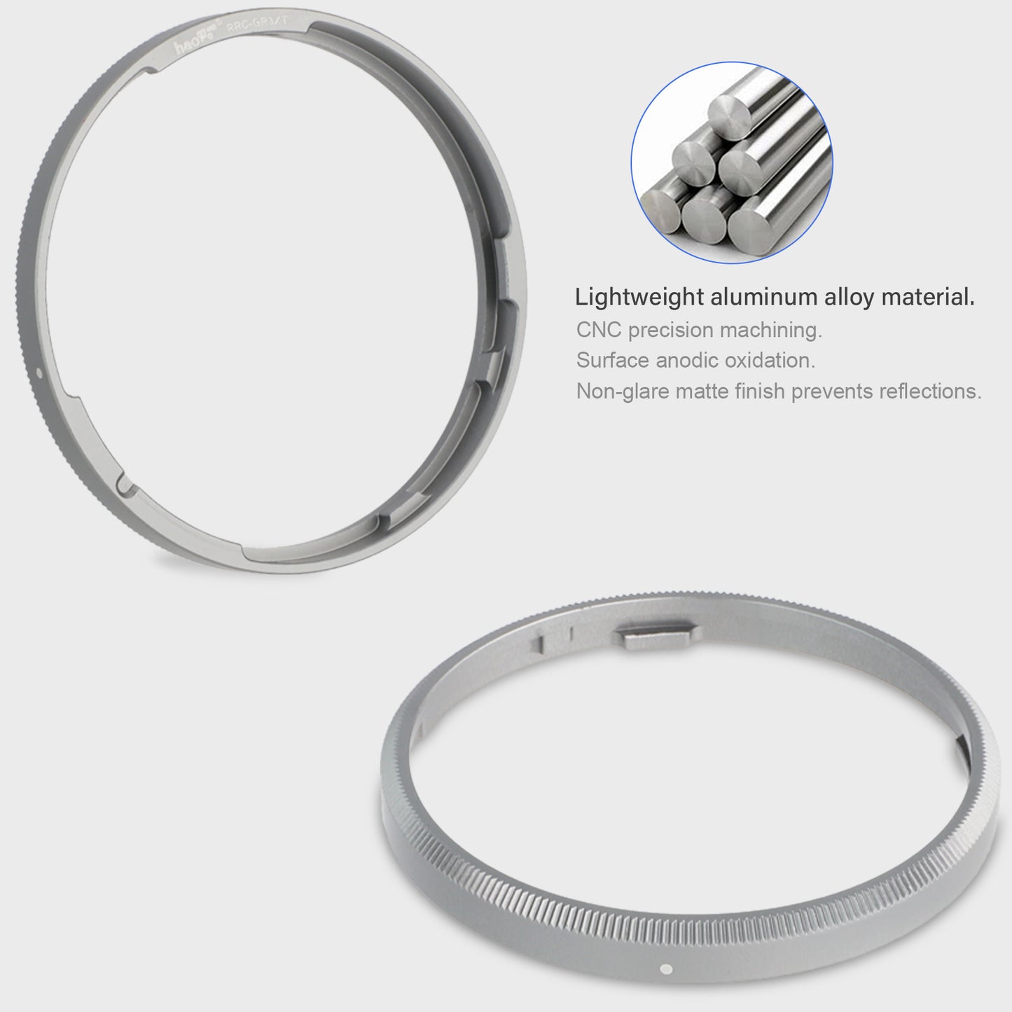Haoge RRC-GR3XT Silver Grey Metal Decorate Ring for RICOH GR3X/GRIIIX Camera accessories replaces GN-2