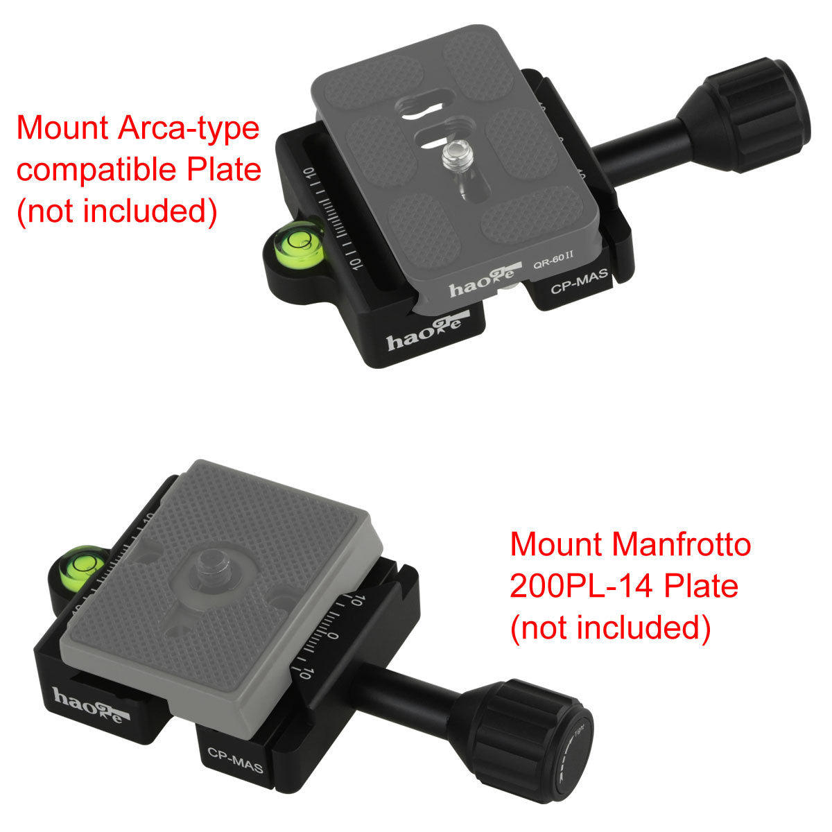 Haoge Combo Boss Adapter with CP-MAS Arca & Manfrotto Compatible Quick Release Clamp for Manfrotto Tripod Ball Head Clamp Replacement
