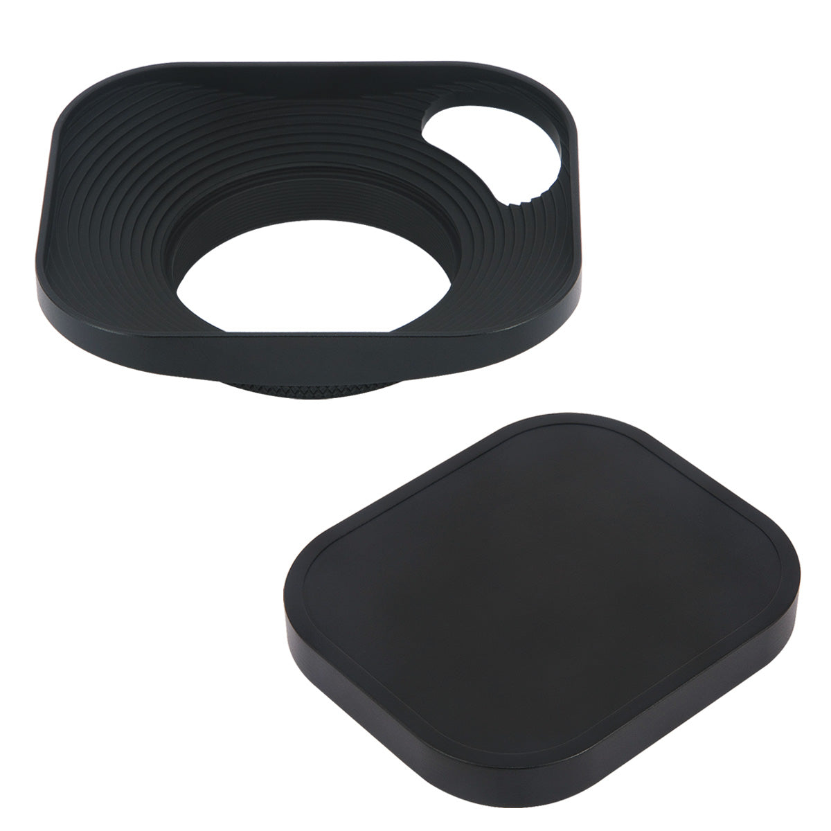 Haoge LH-B39P 39mm Square Metal Screw-in Lens Hood Hollow Out Designed with Cap for Leica Rangefinder Camera with 39mm E39 Filter Thread Lens Black