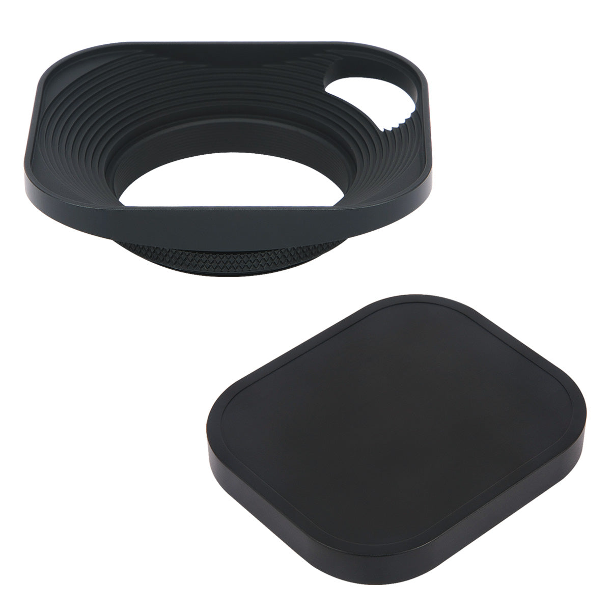 Haoge LH-B43P 43mm Square Metal Screw-in Lens Hood Hollow Out Designed with Cap for Leica Rangefinder Camera with 43mm E43 Filter Thread Lens Black