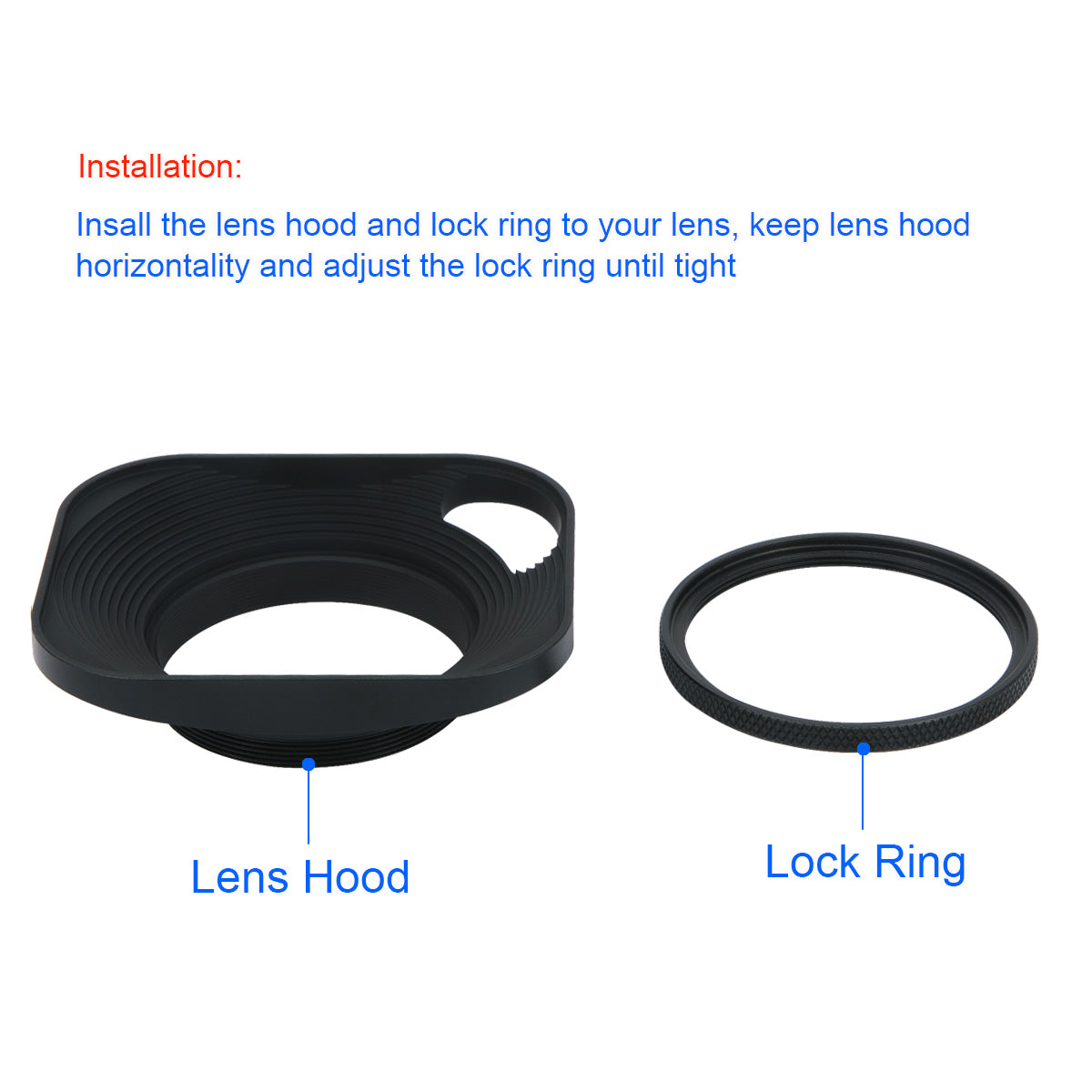 Haoge LH-B43P 43mm Square Metal Screw-in Lens Hood Hollow Out Designed ...