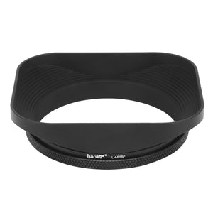 Haoge LH-B58P 58mm Square Metal Screw-in Lens Hood Hollow Out Designed with Cap for Leica Rangefinder Camera with 58mm E58 Filter Thread Lens Black
