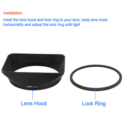 Haoge 77mm Square Metal Screw-in Mount Lens Hood Shade with Cap for 77mm Canon Nikon Sony Leica Leitz Carl Zeiss Voigtlander Nikkor Panasonic Fujifilm Olympus Lens and Other 77mm Filter Thread Lens