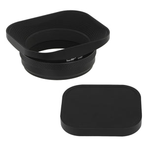 Haoge LH-E3T Square Metal Lens Hood with 49mm Adapter Ring with Cap for Fujifilm Fuji FinePix X100 X100S X100T X70 X100F X100V Camera Replaces Fujifilm LH-X100 AR-X100 LH-X70 Black