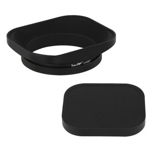 Haoge LH-E52T 52mm Square Metal Screw-in Lens Hood with Cap for 52mm Canon Nikon Sony Leica Voigtlander Nikkor Panasonic Pentax Contax Olympus Lens and Other Lens with 52mm Filter Thread