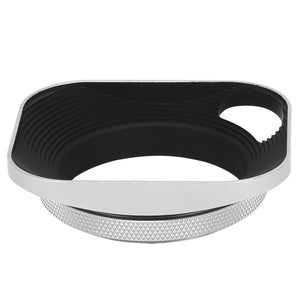 Haoge LH-ES2 49mm Square Metal Screw-in Lens Hood Hollow Out Designed with Cap for Leica Rangefinder Camera with 49mm E49 Filter Thread Lens Silver