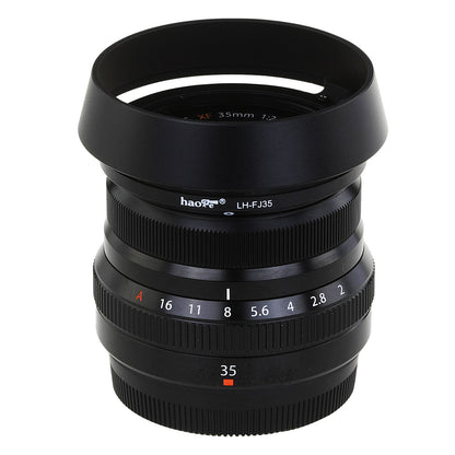 Haoge LH-FJ35 Bayonet Round Metal Lens Hood for Fujifilm Fuji Fujinon XF35mmF2 XF 35mm f/2 R WR, XF23mmF2 XF 23mm f2 R WR lens on X-Pro2 X-T2 X-T20 X-T10 X-E2S X-A5 X-A20 X-E3 X-H1 replace LH-XF35-2