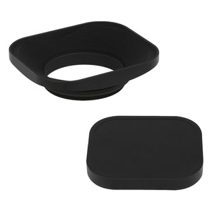 Haoge LH-LC43B 43mm Square Metal Screw-in Lens Hood with Cap for Voigtlander Nokton Classic 35mm f1.4 40mm f/1.4 MC SC VM, Carl Zeiss Biogon T ZM 35mm f2.8 35mm f2, Leica X Typ 113 Lens Black