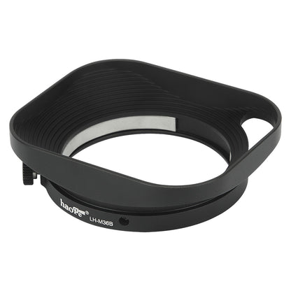 Haoge LH-M36B Square Metal Lens Hood Hollow Out Designed with Cap for Leica Summicron 35mm f2, Summicron M 35mm f2, Summicron-M 35mm f2 ASPH and Elmarit-M 28mm f2.8 ASPH Lens Black