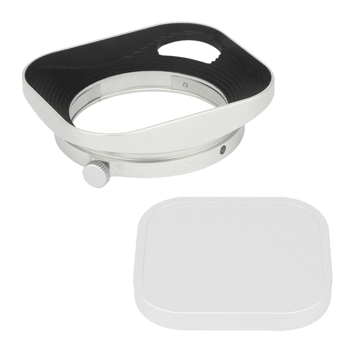 Haoge LH-M36W Square Metal Lens Hood Hollow Out Designed with Cap for Leica Summicron 35mm f2, Summicron M 35mm f2, Summicron-M 35mm f2 ASPH and Elmarit-M 28mm f2.8 ASPH Lens Silver