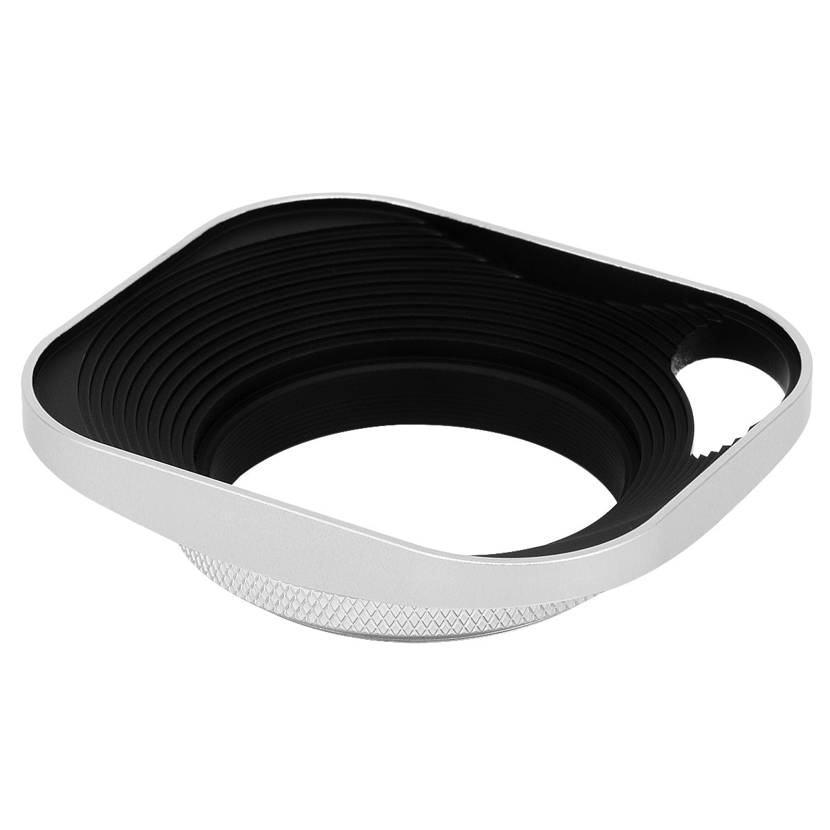 Haoge LH-S43P 43mm Square Metal Screw-in Lens Hood Hollow Out Designed with Cap for Leica Rangefinder Camera with 43mm E43 Filter Thread Lens Silver