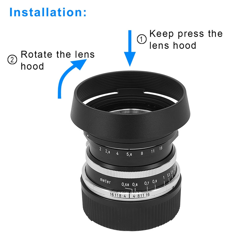 Haoge LH-VM11 Bayonet Round Metal Lens Hood Shade for Voigtlander 35mm f2 1:2/35 ULTRON Aspherical Vintage Line VM Lens replace LH-12