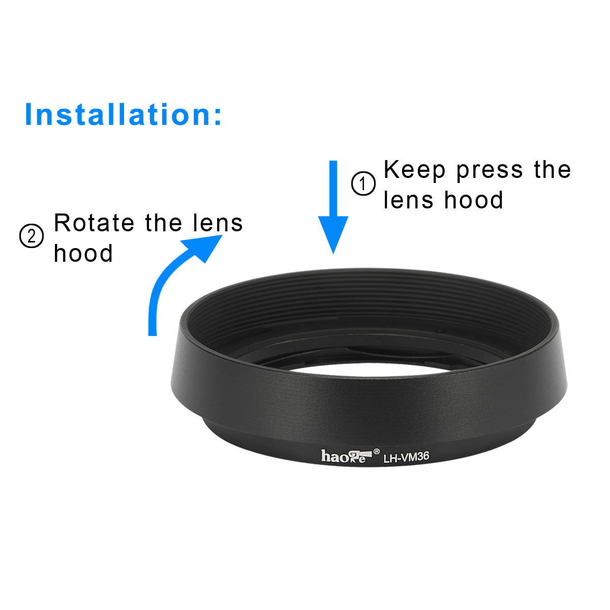 Haoge LH-VM36 Bayonet Metal Round Lens Hood Shade Compatible with Voigtlander Nokton Aspherical ASPH 40mm f/1.2 VM , 35mm f1.2 VM , 50mm f1.2 VM Leica M Lens replaces LH-8 Black