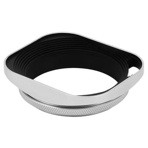 Haoge LH-W55P 55mm Square Metal Screw-in Lens Hood Hollow Out Designed with Cap for Leica Rangefinder Camera with 55mm E55 Filter Thread Lens Silver