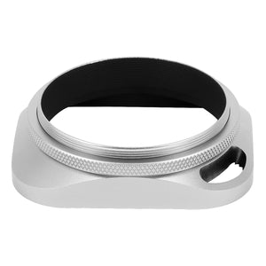 Haoge LH-W55P 55mm Square Metal Screw-in Lens Hood Hollow Out Designed with Cap for Leica Rangefinder Camera with 55mm E55 Filter Thread Lens Silver