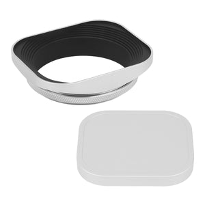 Haoge 55mm Square Metal Screw-in Lens Hood with Cap for Leica APO Summicron-M 90mm f/2 ASPH E55, Summicron-R 50mm f2 E55, Summilux-R 50mm f/1.4 E55, Elmarit-R 28mm f2.8 35 mm f/2.8 E55 Lens Silver