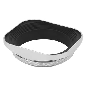 Haoge 55mm Square Metal Screw-in Lens Hood with Cap for Leica APO Summicron-M 90mm f/2 ASPH E55, Summicron-R 50mm f2 E55, Summilux-R 50mm f/1.4 E55, Elmarit-R 28mm f2.8 35 mm f/2.8 E55 Lens Silver