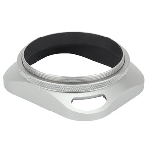 Haoge LH-W58P 58mm Square Metal Screw-in Lens Hood Hollow Out Designed with Cap for Leica Rangefinder Camera with 58mm E58 Filter Thread Lens Silver