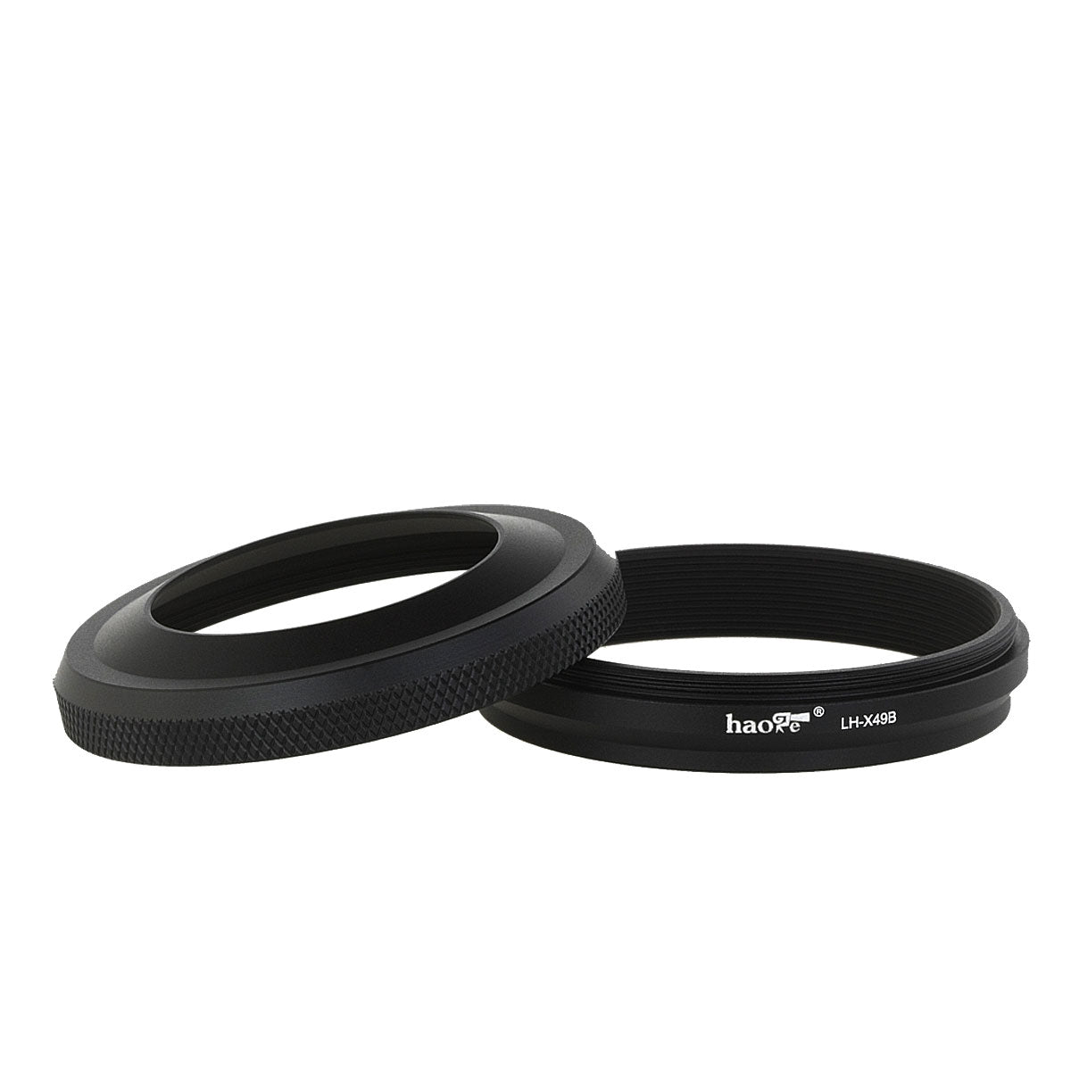Haoge LH-X49B 2in1 All Metal Lens Hood with Adapter Ring Set for Fuji Fujifilm FinePix X100 X100S X100T X100F X70 Black