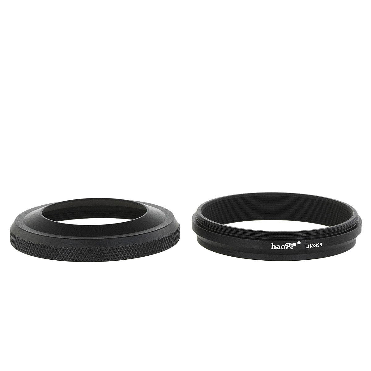 Haoge LH-X49B 2in1 All Metal Lens Hood with Adapter Ring Set for Fuji Fujifilm FinePix X100 X100S X100T X100F X70 Black