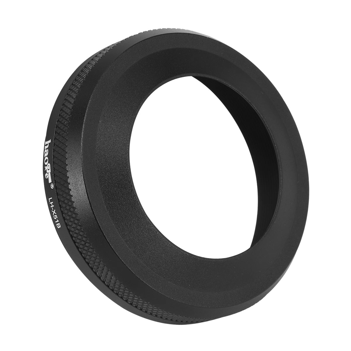 Haoge LH-X51B 2in1 All Metal Ultra-Thin Lens Hood with Adapter Ring Set for Fuji Fujifilm FinePix X100V X100VI Camera Black