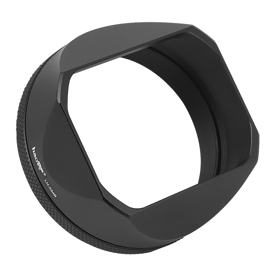 Haoge LH-X54B Square Metal Lens Hood with 49mm Adapter Ring for Fujifilm Fuji X100VI x100v Camera Black