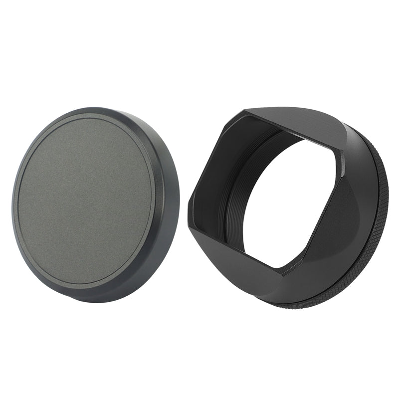 Haoge Square Metal Lens Hood Shade with Cap and 49mm Adapter Ring for Fuji Fujifilm FinePix X100V X100F X100 X100S X100T X70 Camera Black LH-X54B+Cap-X54B