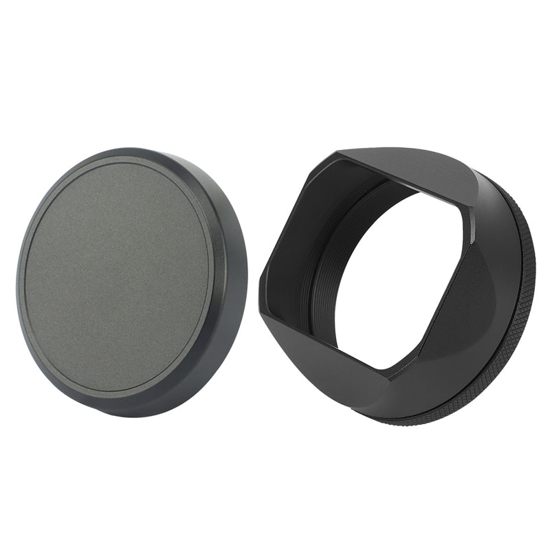 Haoge Square Metal Lens Hood Shade with Cap and 49mm Adapter Ring