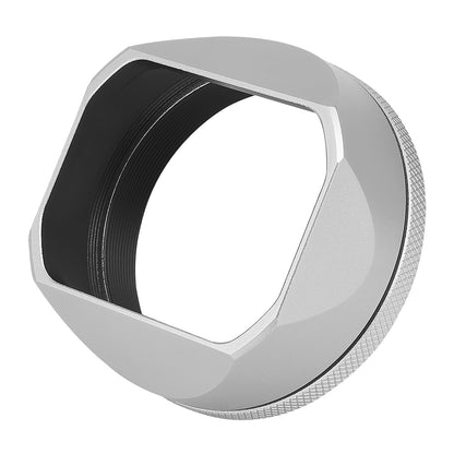 Haoge LH-X54W Square Metal Lens Hood with 49mm Adapter Ring for Fujifilm Fuji X100V X100VI Camera Silver