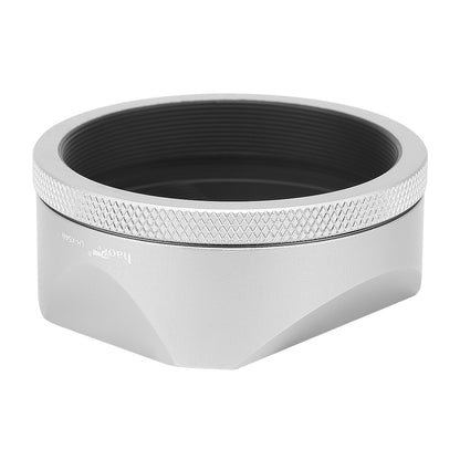 Haoge LH-X54W Square Metal Lens Hood with 49mm Adapter Ring for Fujifilm Fuji X100V X100VI Camera Silver