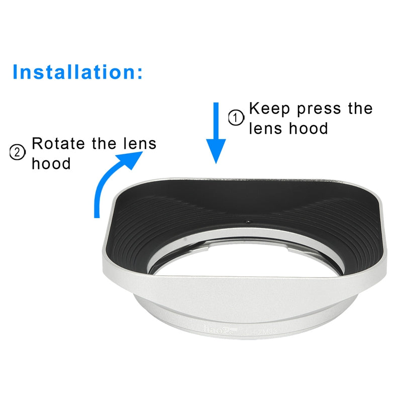 Haoge LH-ZM33 Bayonet Metal Square Lens Hood Shade Compatible with Carl Zeiss Distagon T 1.4/35 35mm f1.4 ZM Lens silver