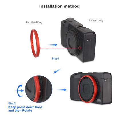 Haoge RRC-GR3XR Red Metal Decorate Ring Cap for RICOH GR3X/GRIIIX Camera replaces GN-2