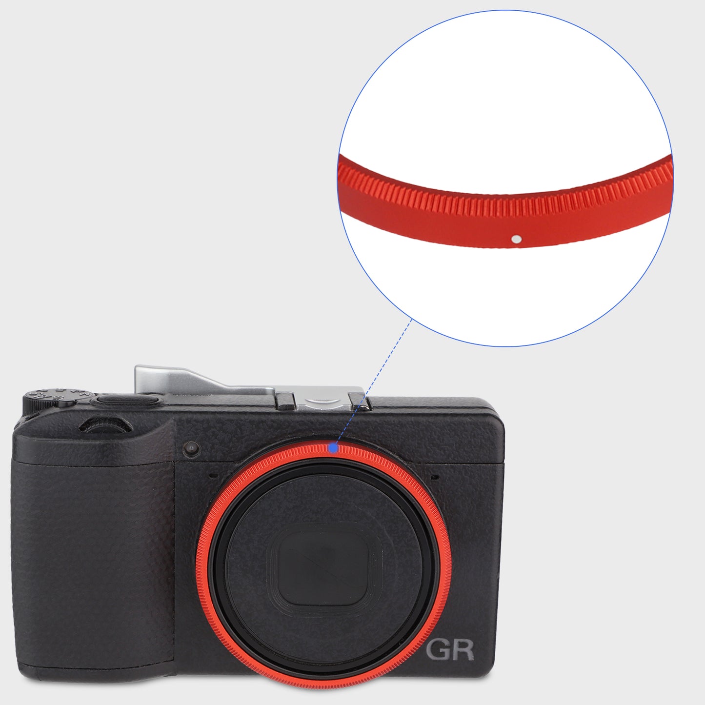 Haoge RRC-GR3XR Red Metal Decorate Ring Cap for RICOH GR3X/GRIIIX Camera replaces GN-2